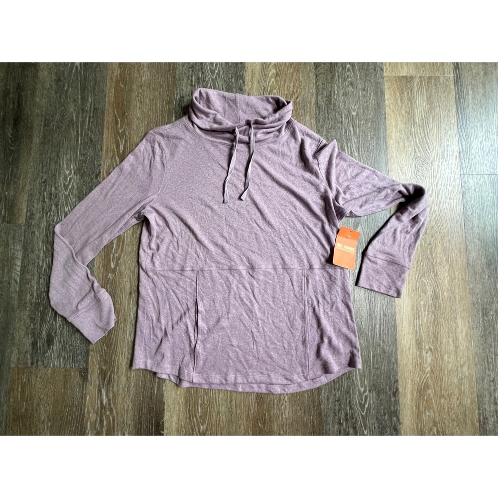 Reel Legends Pullover Women Large Purple Cowl Neck Long Sleeve Performance Top